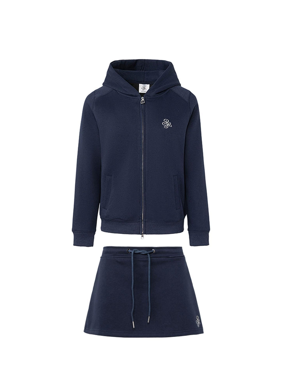 ikyou Sleek Slim Fit Zip Up Patchwork Pockets Commuter Cotton Lined Hoodie