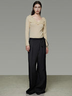 unspoken Soft Breathable V-neck Slim Fit Commuter Knitwear Bell Sleeves Women Sweaters