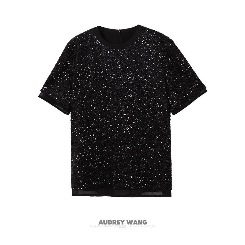audreyyang_Sparkling_Sequin_Casual_Loose_Fit_Women_Crew_Neck_Top_&_Skirt_Sets_MISSTT