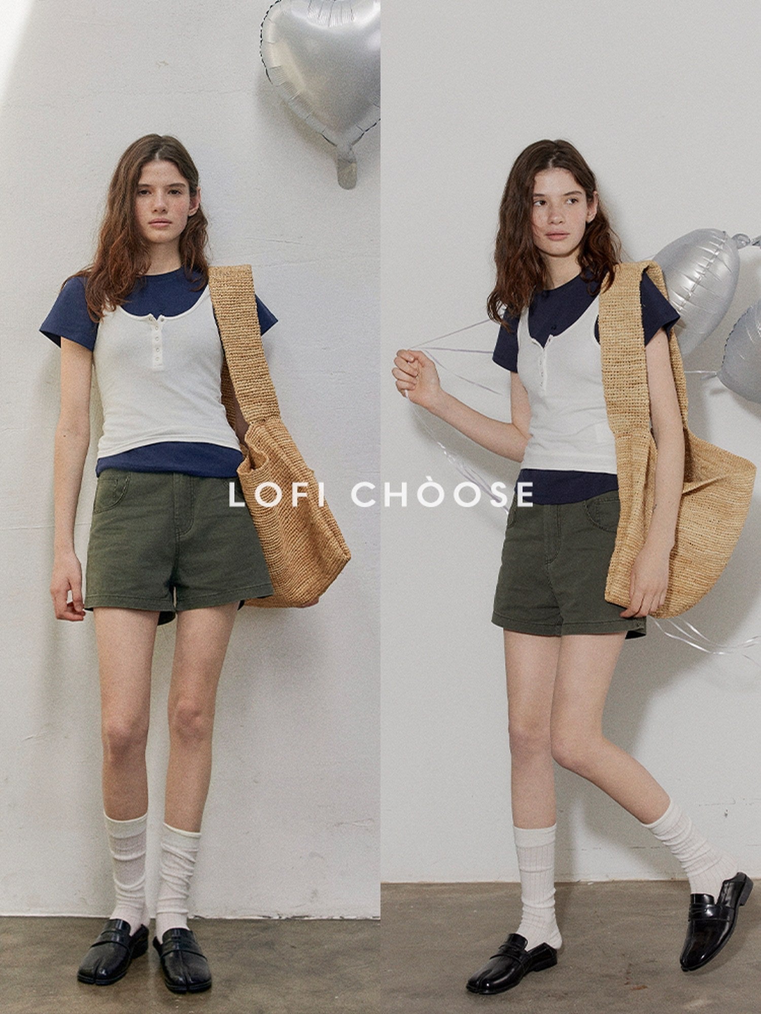 Lofi choose High Waist Distressed Loose Fit Women Zip Washed Green Mid-Length Shorts