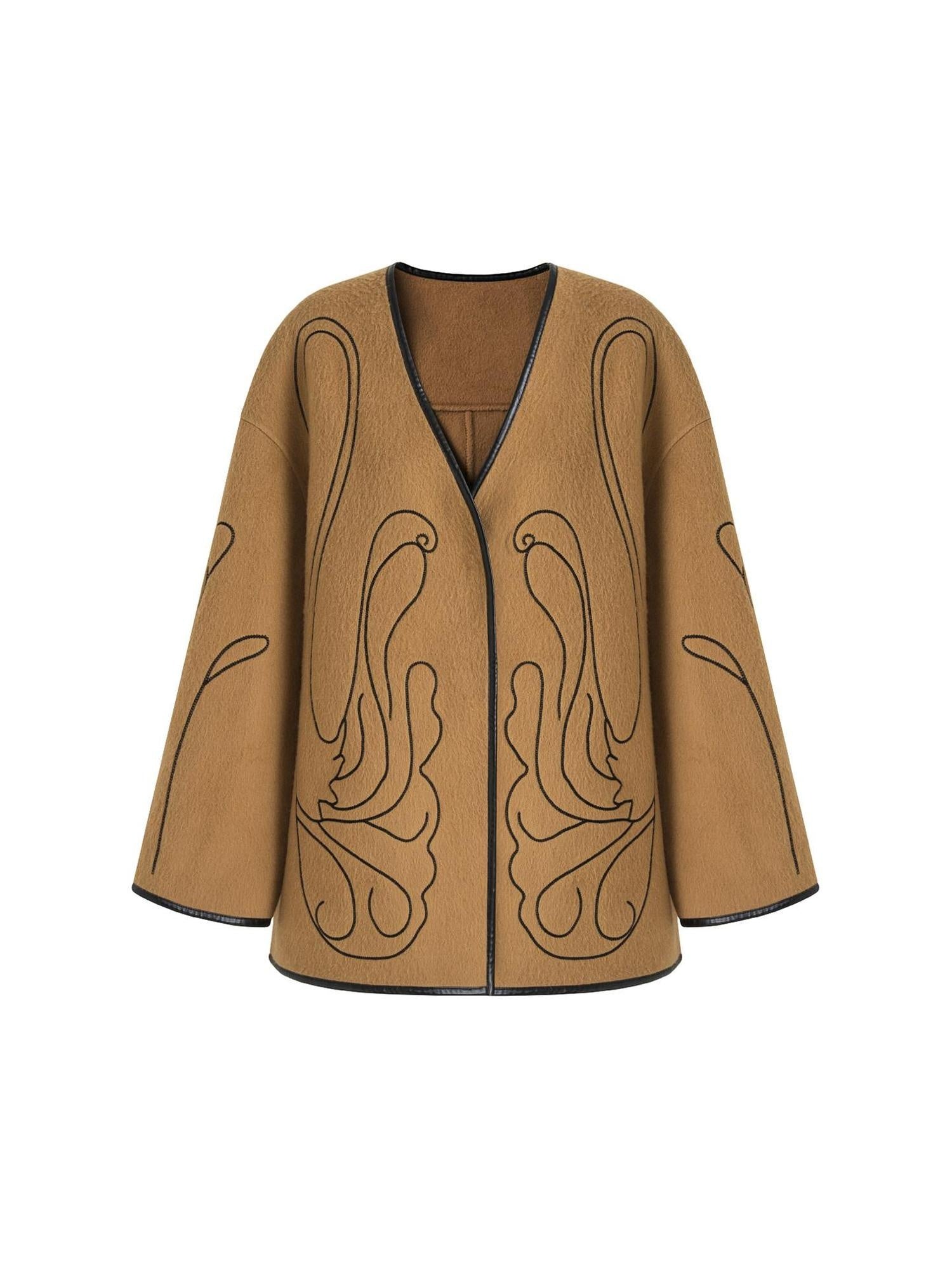 unspoken 100 Percent Lambswool Relaxed Fit Minimalist Commuter Women Camel Wool Coats