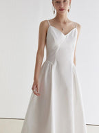fano 100 Percent Cotton Minimalist Commuter Loose Waist V-neck Camisole Maxi Dresses
