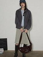 Lofi choose Soft Oversized Loose Fit Round Neck Women Blue Brown Long Sleeve T-Shirts