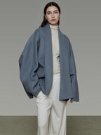 unspoken Pure Sheepswool Structured Tailoring Relaxed Fit Mist Blue Wool Coats