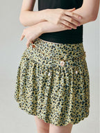 fano Lined Printed Bubble Silhouette Polyester Loose Korean Commuter Mini Skirts