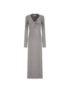 unspoken Soft Breathable Vneck Longsleeve Waist Cinch Viscose Knit Maxi Dresses