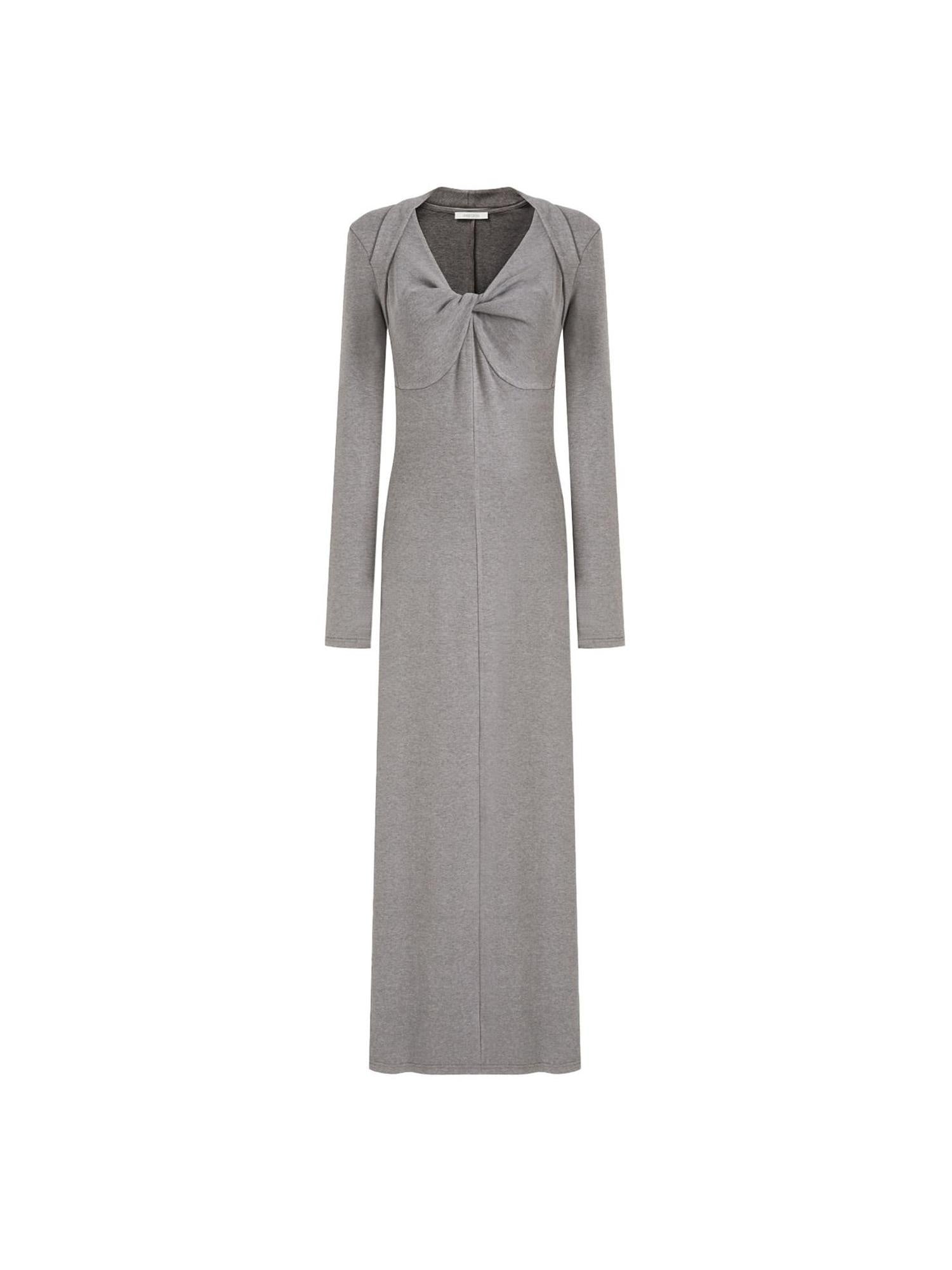 unspoken Soft Breathable Vneck Longsleeve Waist Cinch Viscose Knit Maxi Dresses