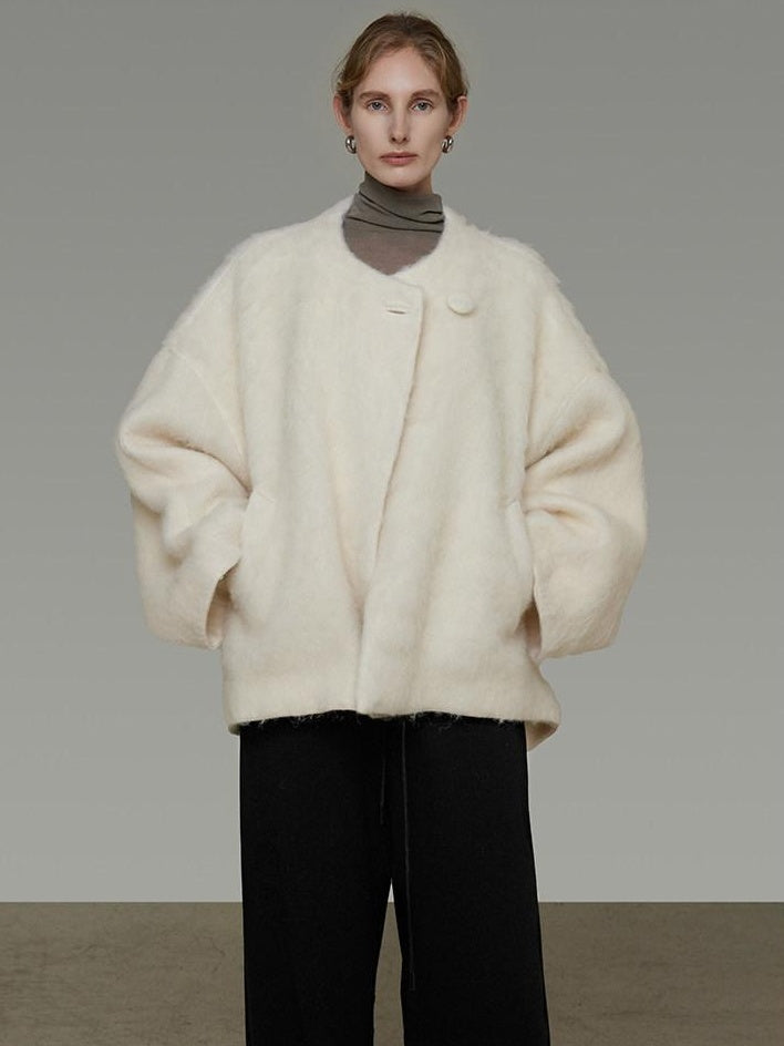 unspoken Premium Sheepswool Thick Tailored Relaxed Office One Button Wool Coats