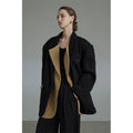 unspoken_Original_Thick_Loose_Fit_Single_Breasted_Commuter_Women_Mustard_Black_Blazers_MISSTT