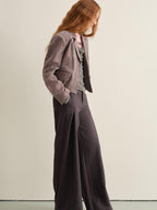 someonesometimes Wrinkle Resistant Minimal Workwear Natural Waist Women Purple Straight Pants