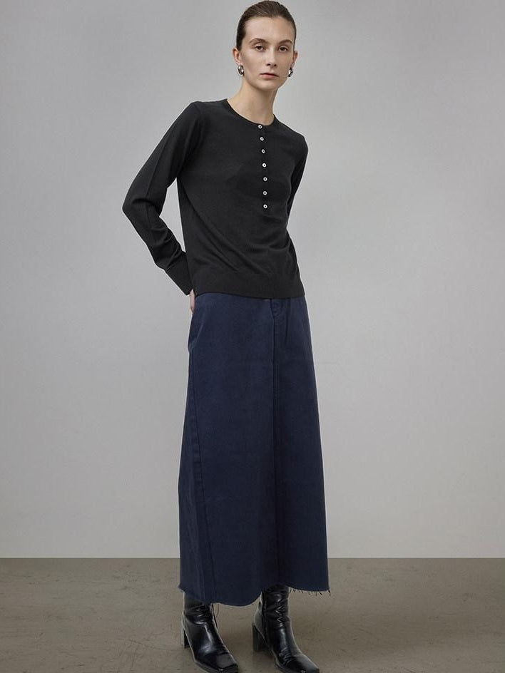 unspoken Pure Wool Minimalist Loose Pullover Crew Neck Women Knit Cardigans