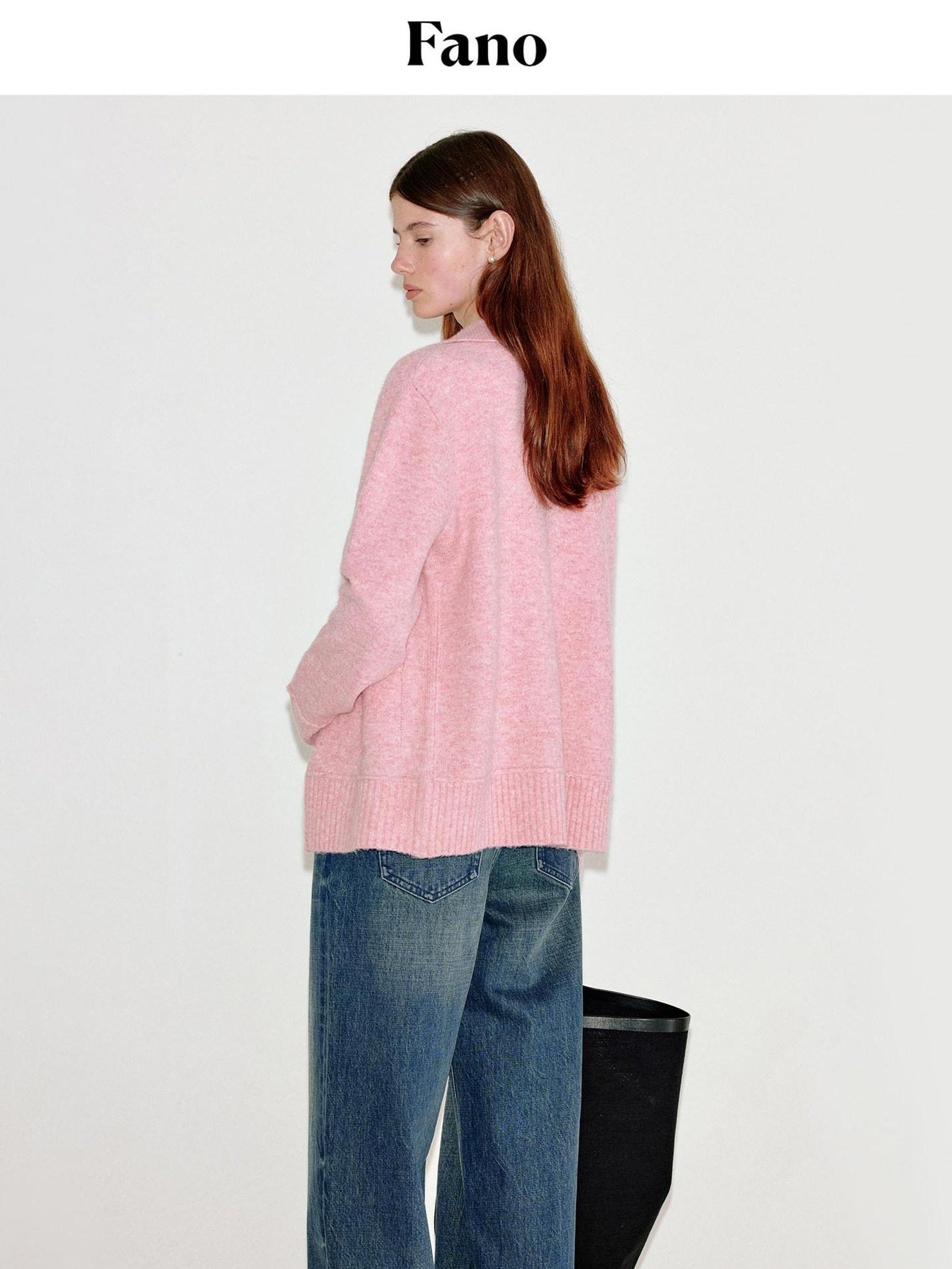 fano Thermal Warm Soft Knit Single Button Relaxed Fit Office Pink Cardigans