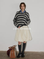 Lofi choose High Waist Irregular Hem Loose Fit Workwear Solid Beige Office Midi Skirts