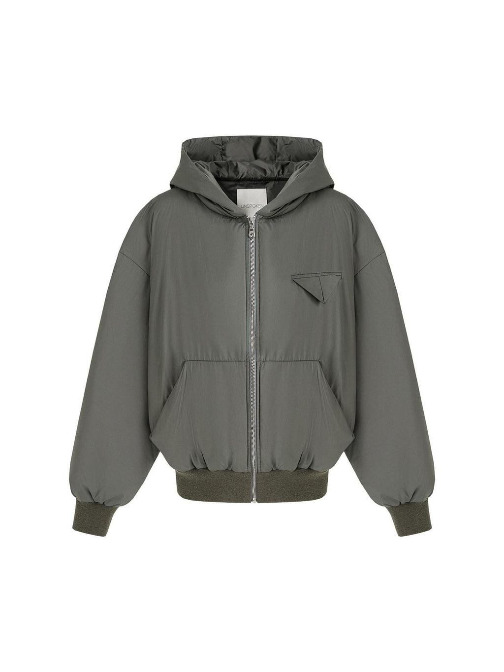 unspoken 90 White Duck Down Warm Loose Hooded Commuter Women Deep Gray Green Down Jackets