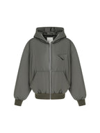 unspoken 90 White Duck Down Warm Loose Hooded Commuter Women Deep Gray Green Down Jackets