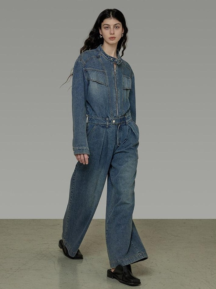 unspoken High Waisted Wide Leg Cotton Blend Office Commuter Blue Top & Pants Sets