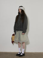 Lofi choose Breathable Drawstring Oversized Commuter Women Button Mud Gray Denim Jackets
