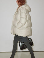 fano Warm 90% White Duck Down Hooded Straight Fit Minimalist Commuter Down Jackets