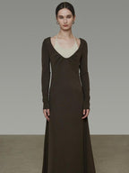 unspoken Breathable Viscose Halter High Waist A Line Knit Office Women Maxi Dresses