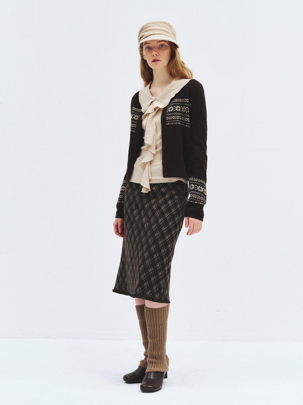 someonesometimes Cozy Wool Alpaca Blend Casual Geometric Button Round Neck Women Cardigans