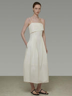 unspoken Soft Cotton High Waist A Line Irregular Hem Minimalist Workwear Maxi Dresses