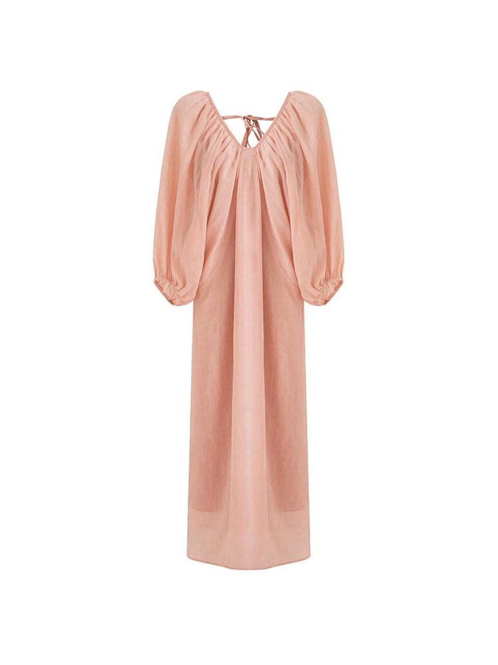 unspoken Breathable Linen Lyocell Blend Minimal A Line V-neck Pleated Women Maxi Dresses