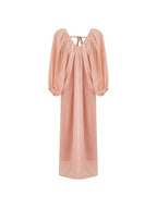 unspoken Breathable Linen Lyocell Blend Minimal A Line V-neck Pleated Women Maxi Dresses