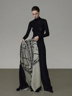 unspoken Soft Acrylic Fringed Rectangular Warm Women Black Gray Scarves