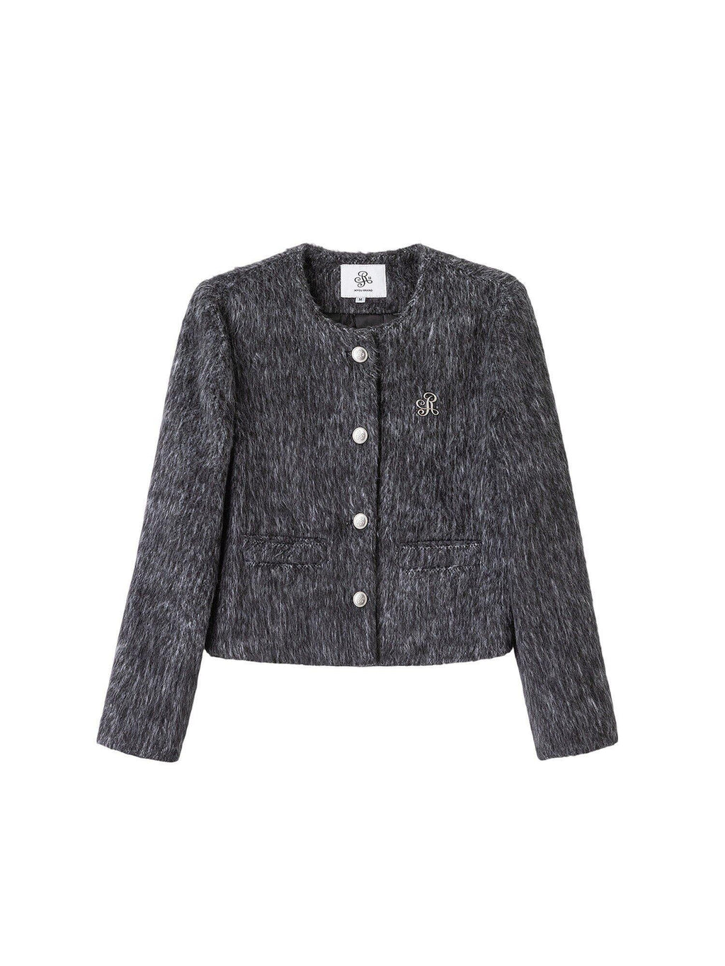ikyou Wrinkle Free Korean Commuter Straight Fit Polyester Tweed Cropped Jackets
