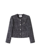 ikyou Wrinkle Free Korean Commuter Straight Fit Polyester Tweed Cropped Jackets