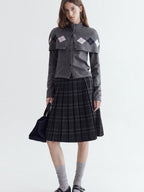 fano Button Front Two Piece Knit Crew Neck Long Sleeve Women Office Cardigans