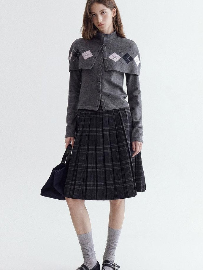fano Button Front Two Piece Knit Crew Neck Long Sleeve Women Office Cardigans