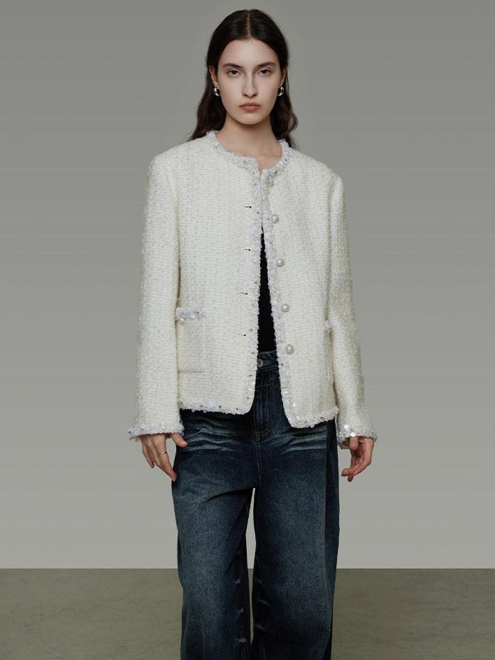 unspoken Wool Blend Minimal Commuter Relaxed Fit 3D Tailored Cropped Jackets