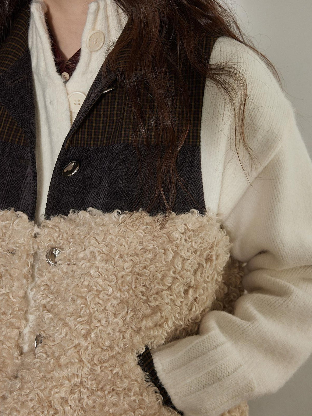Lofi choose Warm Thick 100 Percent Cotton Colorblock Single Breasted Office Women Vests
