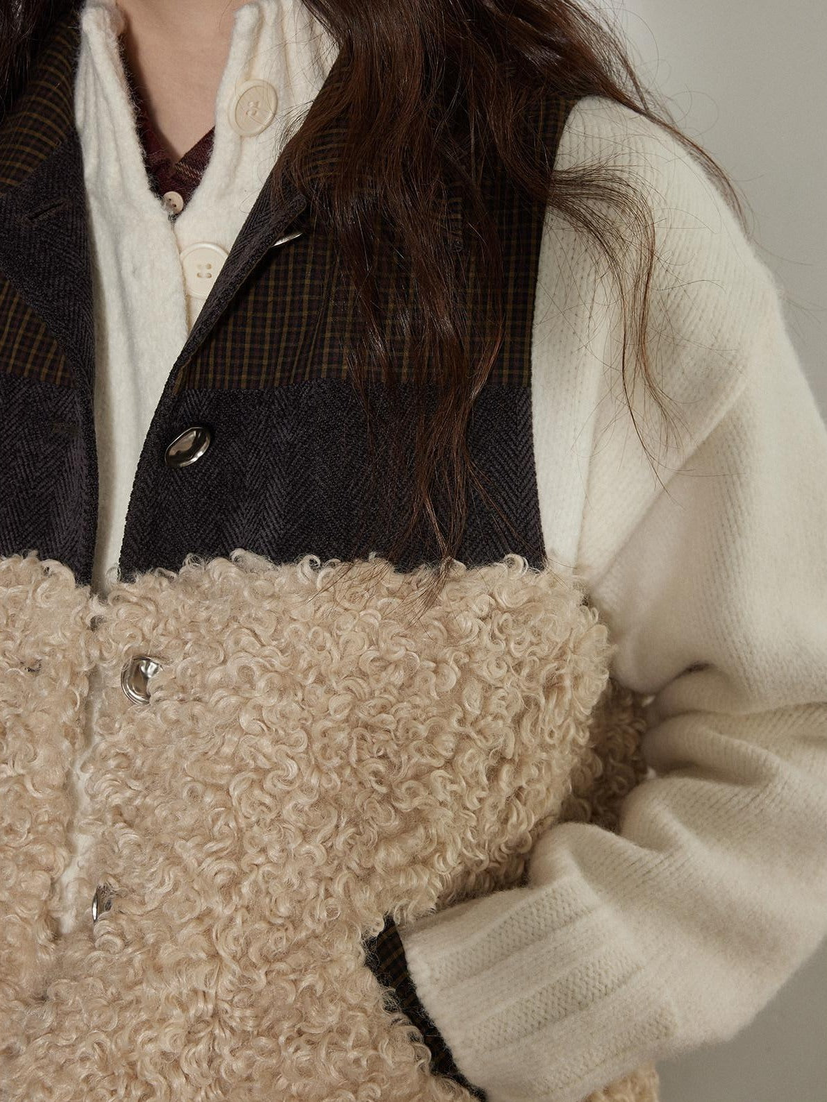Lofi choose Warm Thick 100 Percent Cotton Colorblock Single Breasted Office Women Vests