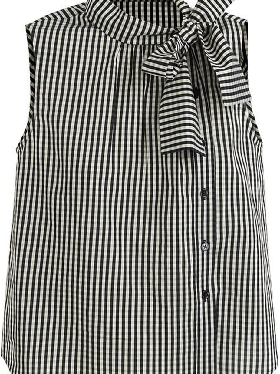 fano Viscose Lyocell Plaid Sleeveless Loose Pullover Korean Workwear Women Blouses