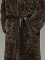 unspoken Warm Belted V-neck Loose Fit Commuter Women Brown Gray Long Coats