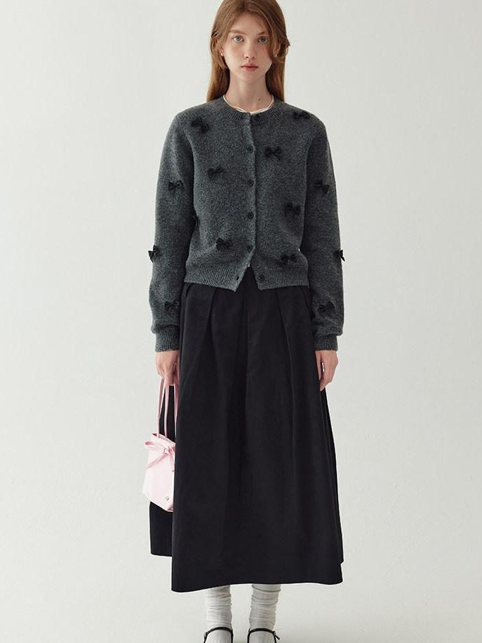 fano Minimal Commuter Cropped Crewneck Long Sleeve Women Polyester Cardigans