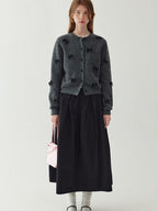 fano Minimal Commuter Cropped Crewneck Long Sleeve Women Polyester Cardigans