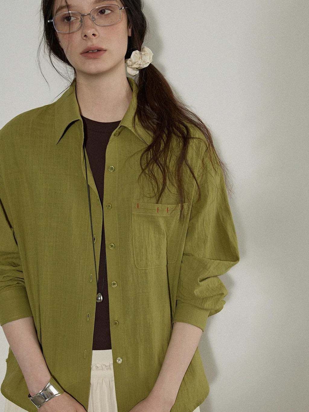 Lofi choose Pure Cotton Loose Fit Commuter Long Sleeve Collared Button Women Casual Shirts
