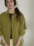 Lofi choose Pure Cotton Loose Fit Commuter Long Sleeve Collared Button Women Casual Shirts
