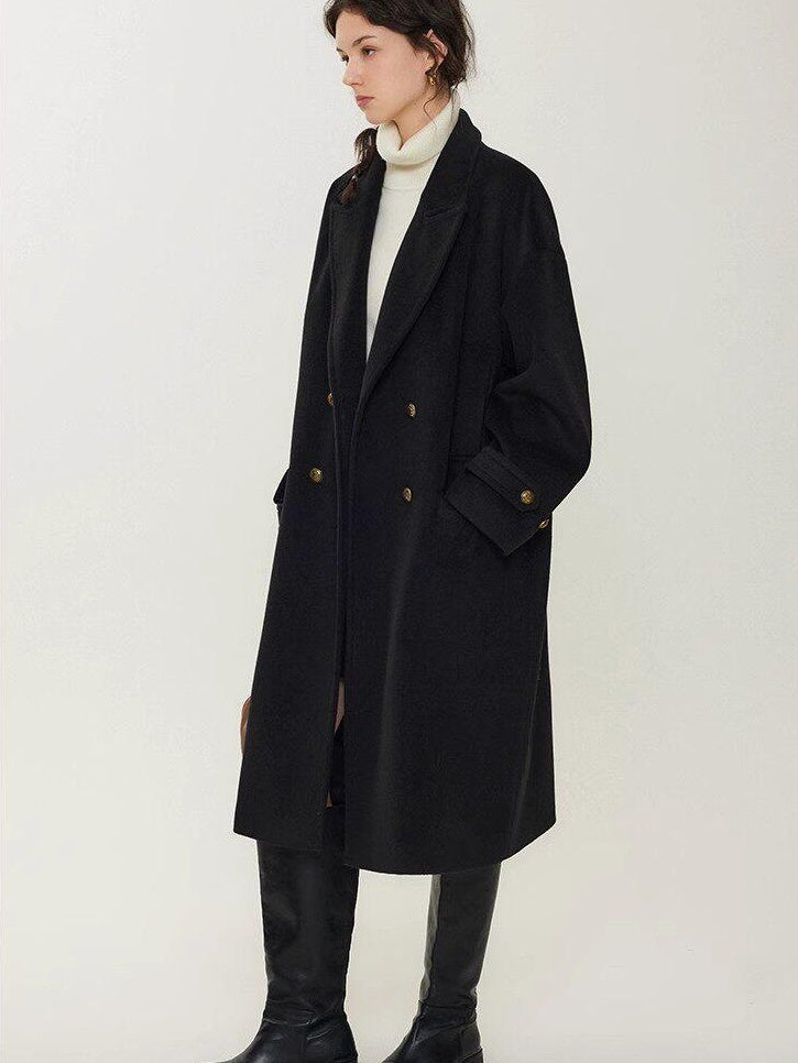 fano Minimalist Commuter Straight Fit Double Breasted Lapel Pocket Women Short Coat