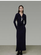 unspoken Breathable Modal Faux Twopiece Slim A Line V-neck Commuter Maxi Dresses