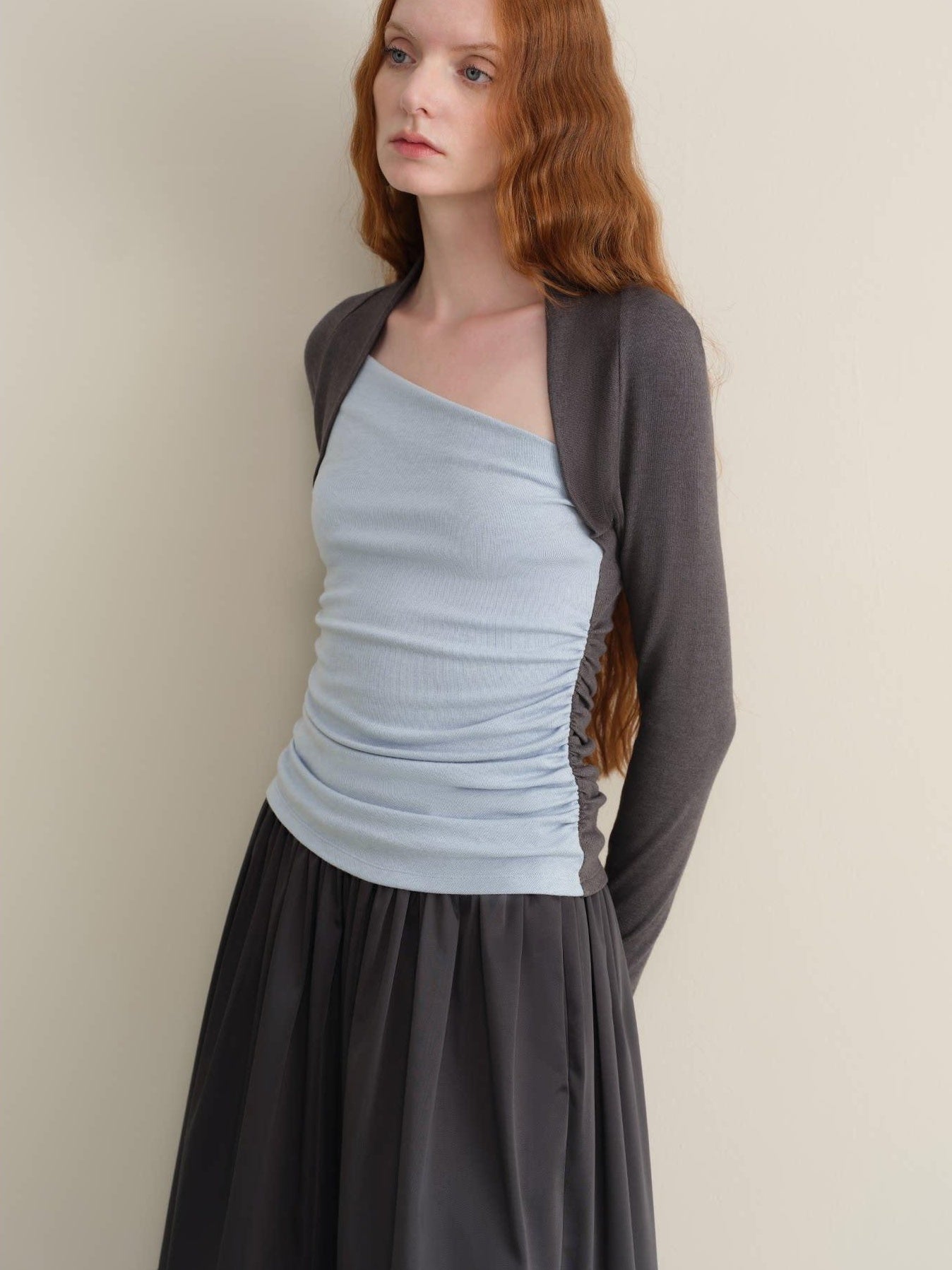 someonesometimes Stretch Viscose Midweight Colorblock Slanted Collar Slim Fit Women Sweaters