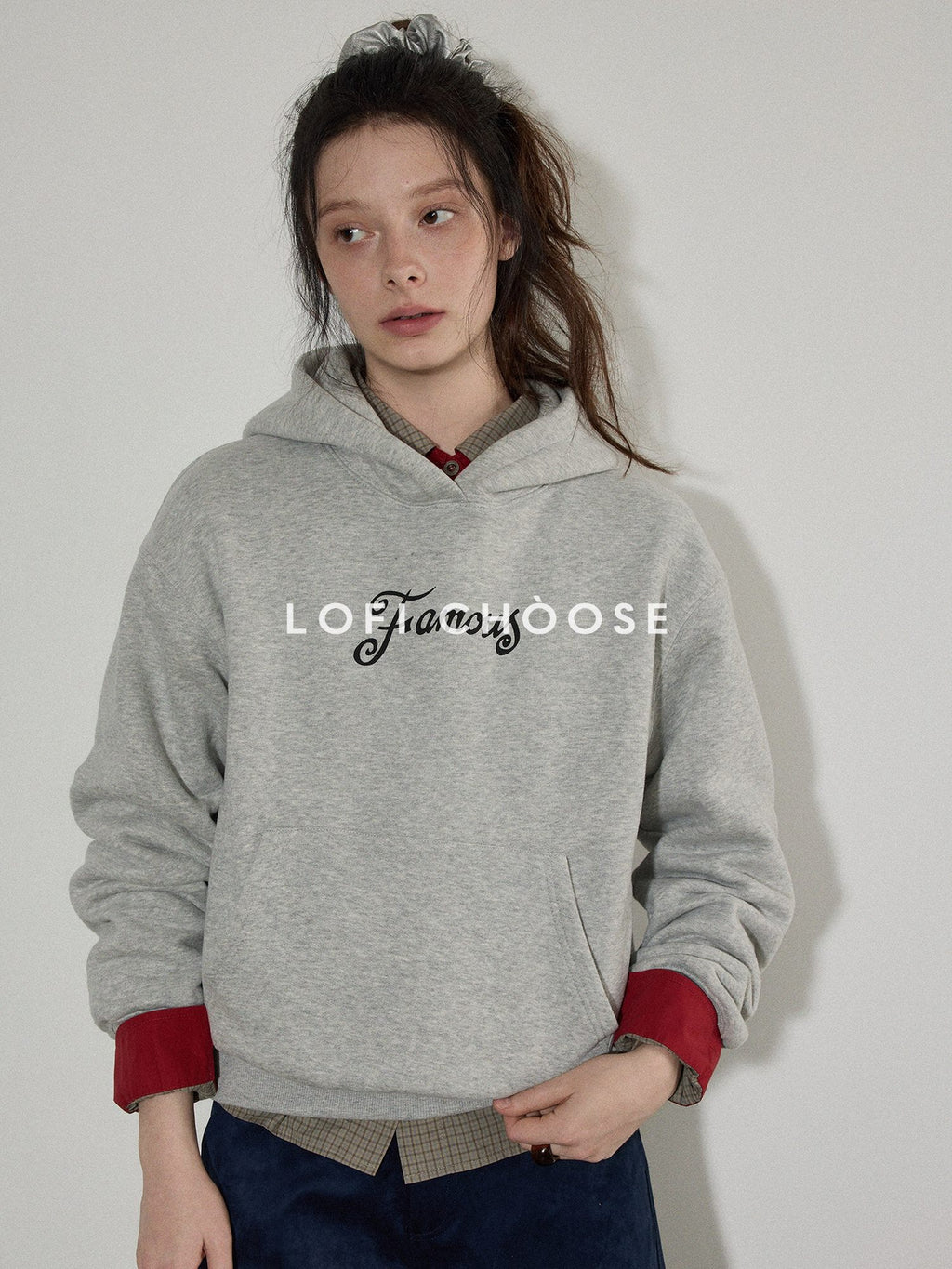 Lofi choose Fleece Lined Oversized Hooded Pullover Commuter Style Women Heather Gray Hoodie