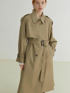 fano Minimalist Double Breasted Long Straight Fit Office Workwear Women Trench Coats