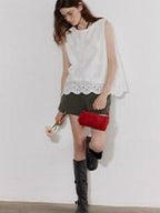 Lofi choose High Waist Distressed Loose Fit Women Zip Washed Green Mid-Length Shorts