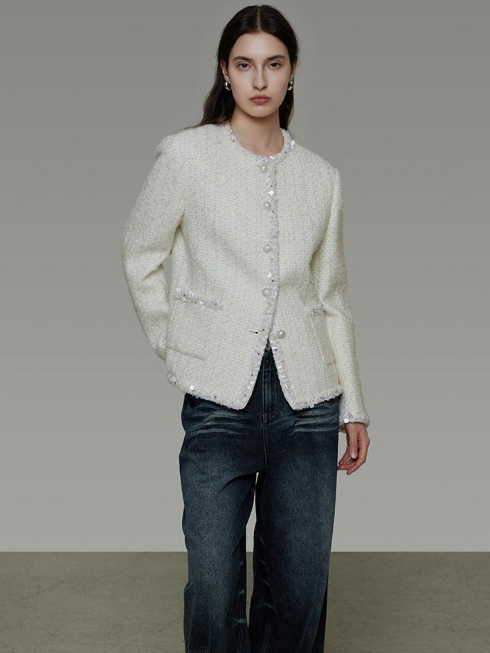 unspoken Wool Blend Minimal Commuter Relaxed Fit 3D Tailored Cropped Jackets