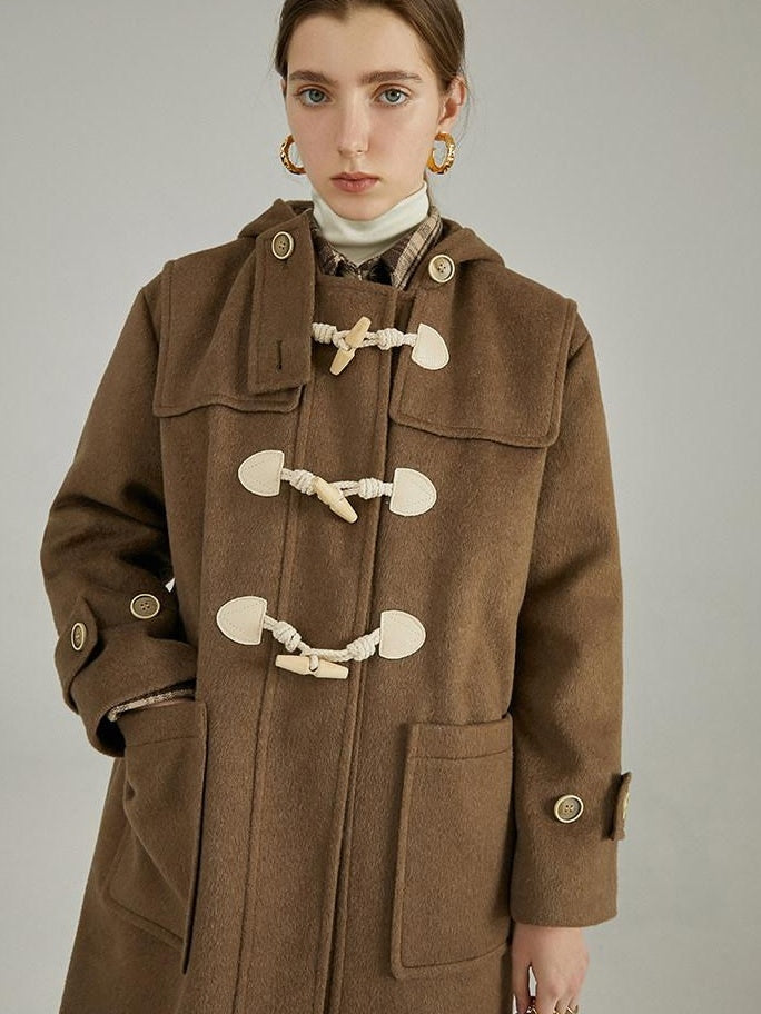 fano Toggle Pocket Minimal Commuter Midlength Women Polyester Blend Long Coats