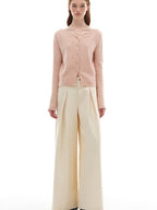 someonesometimes Soft Pink Cozy Wool Button V-neck Loose Fit Unisex Knit Cardigans